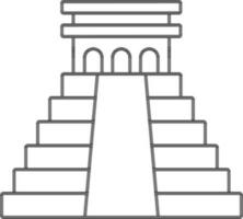 Chichen Itza Flat Icon In Black Line Art. vector