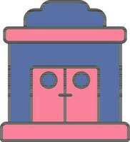Building Icon In Blue And Pink Color. vector