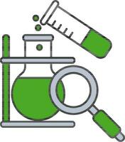 químico investigación verde y azul icono en plano estilo. vector