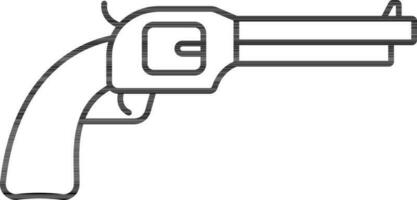 Isolated Pistol Icon In Thin Line Art. vector