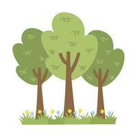 dibujos animados árbol aislado en un blanco antecedentes. sencillo moderno estilo. linda verde plantas, bosque, vector plano ilustración. verano, primavera arboles