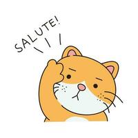 mano dibujado linda gato pegatina aislado en blanco antecedentes. linda naranja gato ilustración. linda gato gatito, gatito, kawaii, chibi estilo, emojis, personaje, pegatina, emoticono, sonrisa, emoción, mascota. vector