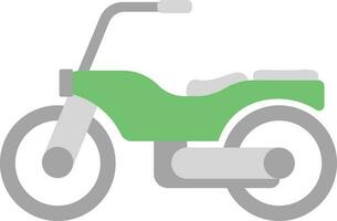 Flat Style Motorbike Icon In Green And Gray Color. vector