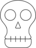 Flat Human Skull Icon In Thin Line Art. vector