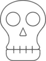 Flat Human Skull Icon In Thin Line Art. vector