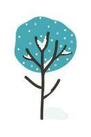 dibujos animados invierno árbol ilustración. invierno cubierto de nieve arboles elementos para el Navidad escena. vistoso arboles vector ilustración en plano dibujos animados estilo.