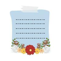 Note Paper With Flower Arrangement. Cute kawaii notes with flowers. To do list. Beautiful planner for school. vector