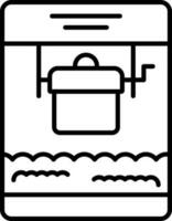 Popcorn Machine Icon In Black Line Art. vector