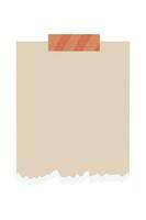 Torn paper illustration isolated on white background. Realistic paper scraps with torn edges. Sticky notes, shreds of notebook pages. Torn note papers with adhesive tape vector