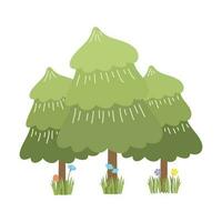 dibujos animados árbol aislado en un blanco antecedentes. sencillo moderno estilo. linda verde plantas, bosque, vector plano ilustración. verano, primavera arboles