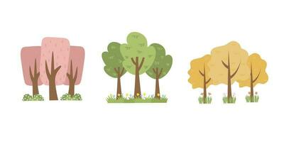 dibujos animados árbol aislado en un blanco antecedentes. sencillo moderno estilo. linda verde plantas, bosque, vector plano ilustración. verano, primavera arboles