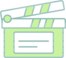 Clapperboard Icon In Green And White Color. vector