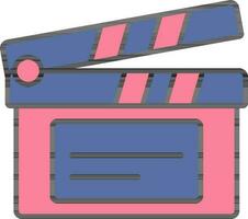 Clapperboard Icon In Pink And Blue Color. vector