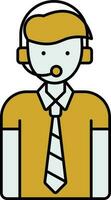 Customer Service Man Icon In Blue And Yellow Color. vector
