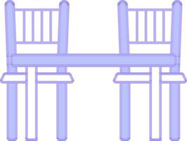 mesa con sillas icono en azul y blanco color. vector