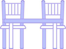 Table With Chairs Icon In Blue And White Color. vector