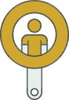 User Search Icon In Yellow And Blue Color. vector