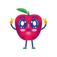 kawaii apple healthy food icon vector