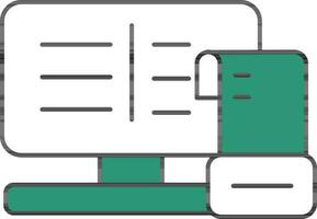 monitor y terminal icono en verde y blanco color. vector