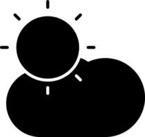 Glyph Style Cloud With Sun Icon. vector