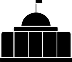 Capitolio edificio icono en negro y blanco color. vector