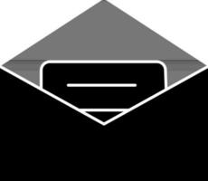 Envelope With Paper Icon In black and white Color. vector