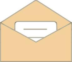 Envelope With Paper Icon In Brown And White Color. vector