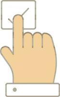 Finger Select Tick Icon In White And Brown Color. vector