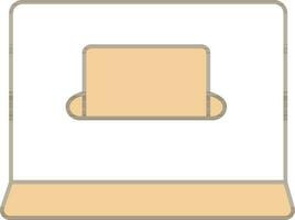 White And Brown Color Online Voting In Laptop Icon. vector