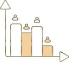 People Bar Chart Icon In White And Brown Color. vector