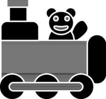 Toy Train Icon In black and white Color. vector