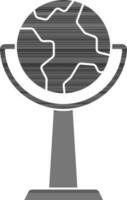 Globe Stand Or Trophy Icon In black and white Color. vector