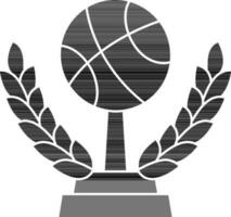 victorioso baloncesto trofeo icono en negro y blanco color. vector