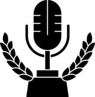 Mic Trophy Cup Icon In black and white Color. vector