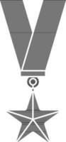 estrella medalla icono en negro y blanco color. vector
