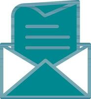 Open Envelope With Letter Icon In Cyan And White Color. vector