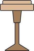 Brown Color One Legged Stool Icon In Flat Style. vector