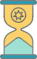 Star Symbol On Hourglass Icon In Yellow And Blue Color. vector