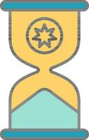 Star Symbol On Hourglass Icon In Yellow And Blue Color. vector