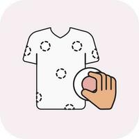 Flat Style Hand Making Circles Print Stamp On T-shirt Stroke Icon. vector