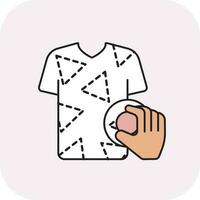 Hand Making Exclusive Triangle Print On T-Shirt Outline Icon. vector