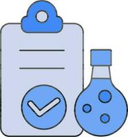 Approve Report With Beaker Icon In Blue Color. vector