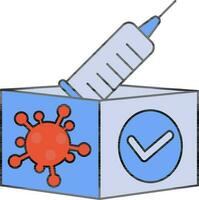 Blue And Orange Color Approve Vaccine Box Icon. vector