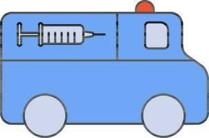 Vaccine Delivery Truck Icon In Blue And Red Color. vector