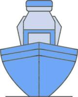 Ship Carry Vaccine Icon In Blue Color. vector