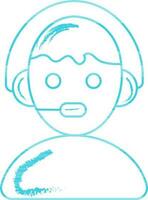 Doodle Style Customer Service Icon In Blue Outline. vector