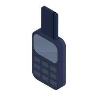 Isometric pos terminal machine icon with credit card. vector