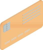 Isometric payment card icon in orange color. vector