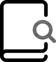 Book search icon in black line art. vector