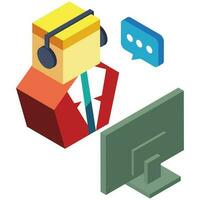 Vector illustration of isometric customer support icon.